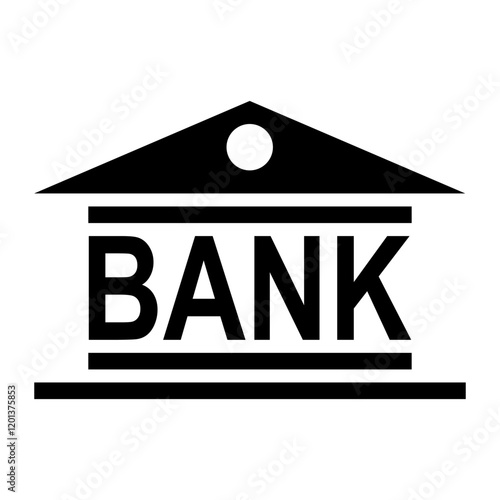 Black Bank Icon with Buildi...