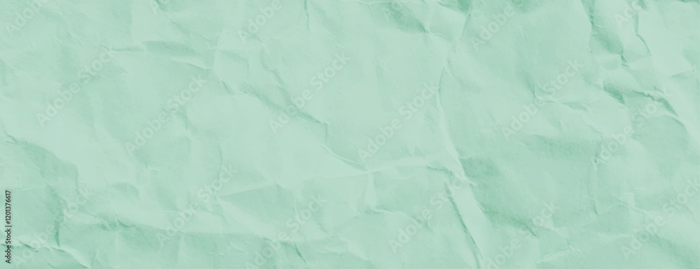 Obraz premium Mint green crumpled paper background, textured with folds. The background features a soft mint green color, adding a rustic feel. Paper texture background vector. Green background.