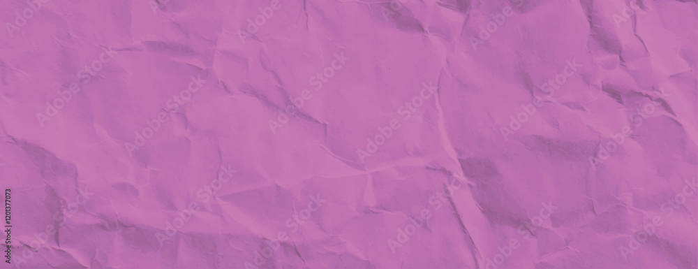 Fototapeta premium Pink crumpled paper background with a textured, wrinkled style. The background features a pink color, adding a soft, artistic touch. Paper texture background vector. Pink background.