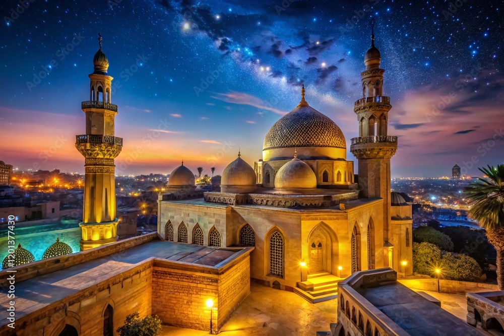 Fototapeta premium Night Photography: Cairo's Historic Sabil wa Kuttab of Tusun Pasha