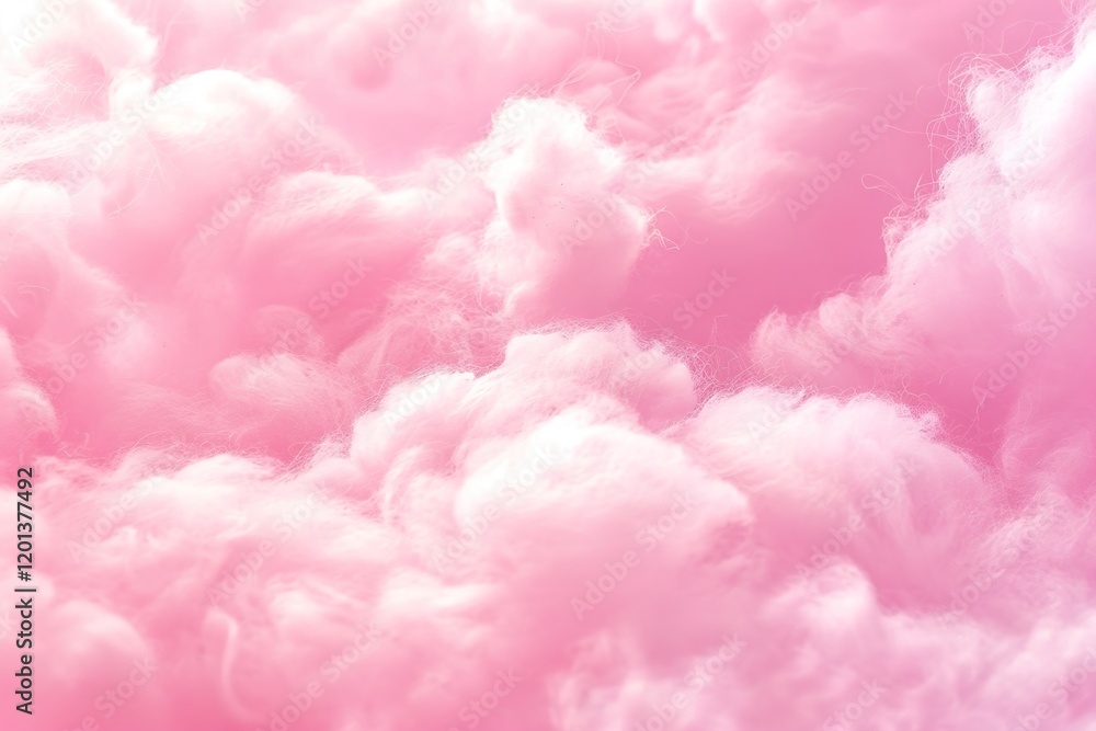 Fototapeta premium Colorful pink fluffy cotton candy background, soft color sweet candyfloss, lovely valentine concept, abstract blurred dessert texture