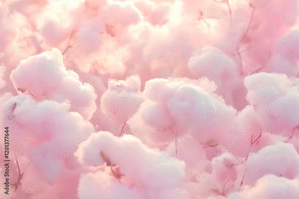 Fototapeta premium Colorful pink fluffy cotton candy background, soft color sweet candyfloss, lovely valentine concept, abstract blurred dessert texture
