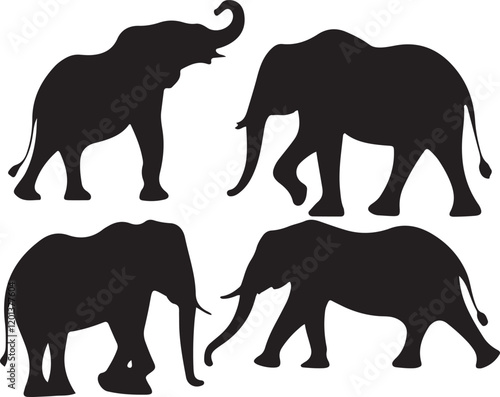Silhouettes of elephants Vector illustration