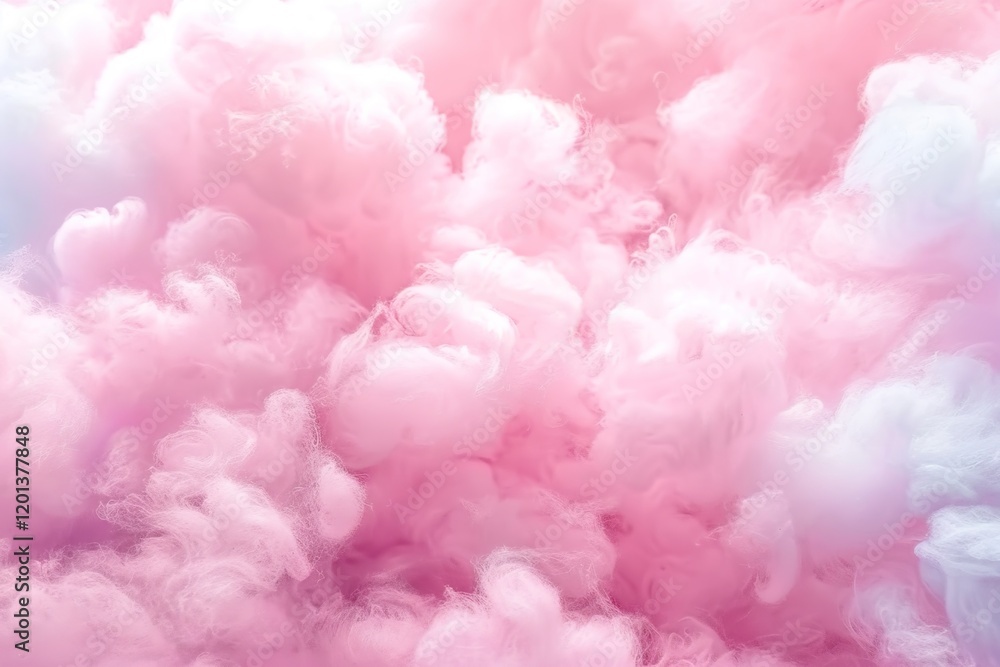 Fototapeta premium Colorful pink fluffy cotton candy background, soft color sweet candyfloss, lovely valentine concept, abstract blurred dessert texture