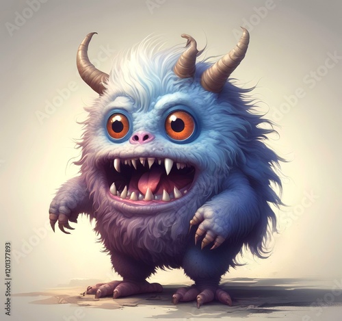 Illustration of fluffy and cute small monster.