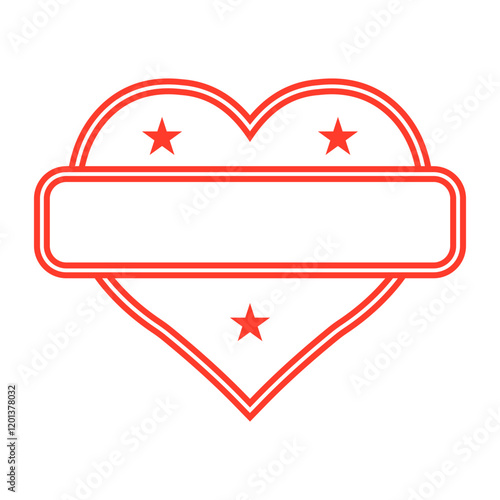 Stamp with frame for declaration love form red heart stars