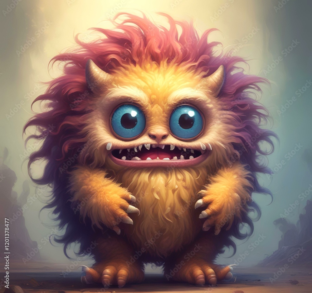 Illustration of fluffy and cute small monster. Illustration of fluffy and cute small monster.