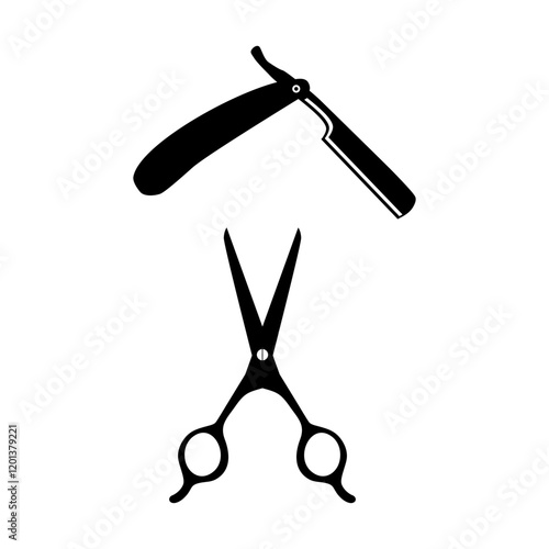 barbershop, set of logo icons of hair cutting tools, vector, scissors, hair cutting vector, hair razor, hair salon, barber, haircut, cut, beauty