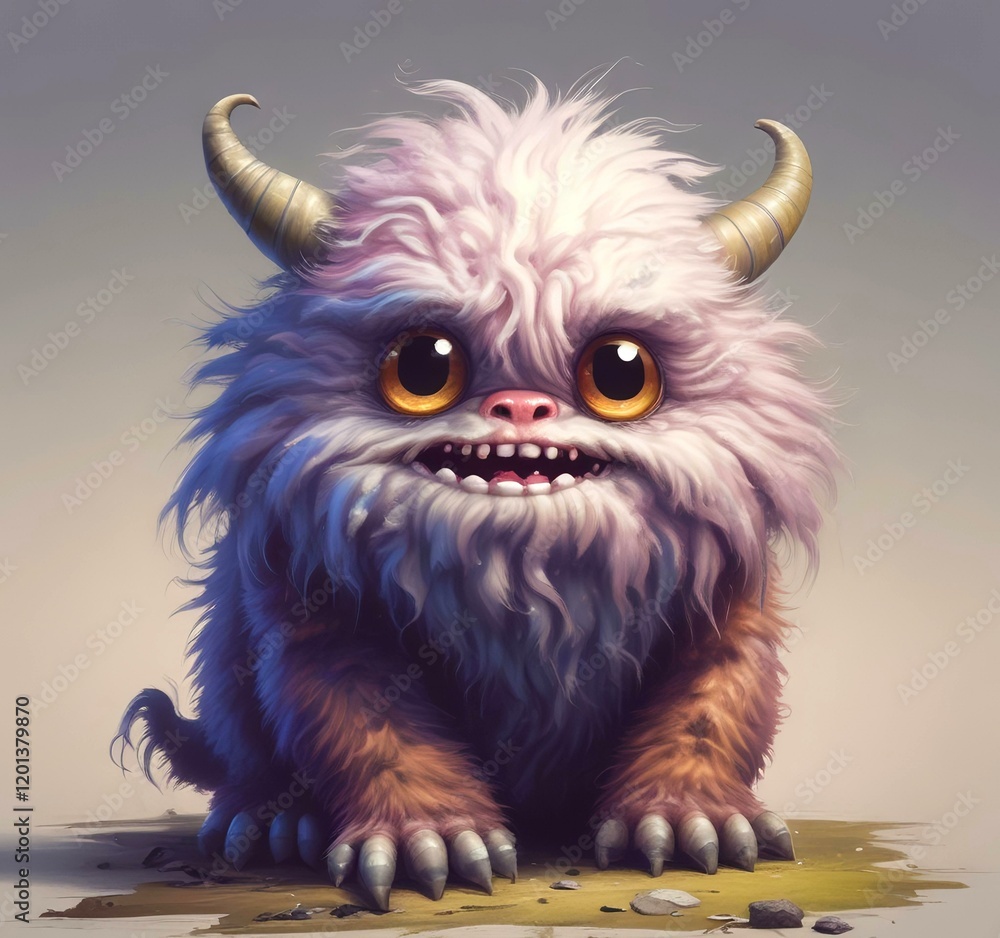 Illustration of fluffy and cute small monster. Illustration of fluffy and cute small monster.