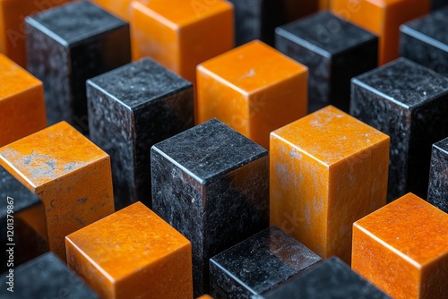 Colorful blocks arranged in geometric patterns showcasing texture and contrast