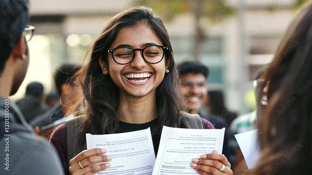 Students Celebrating Relief After Exam Outside Exam Center