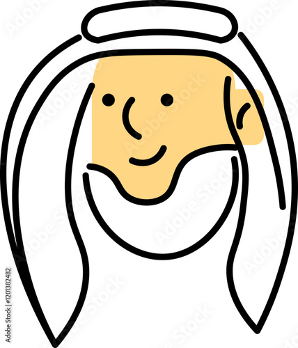 Line Art Icon of Middle Eastern Headwear with Keffiyeh and Agal