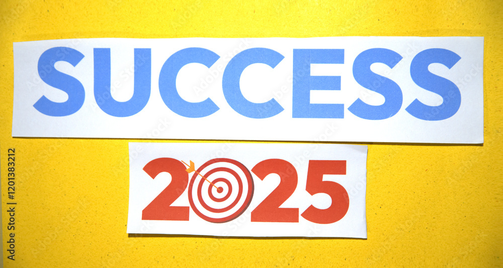Obraz premium Success in 2025 concept background with typography written on the paper.
