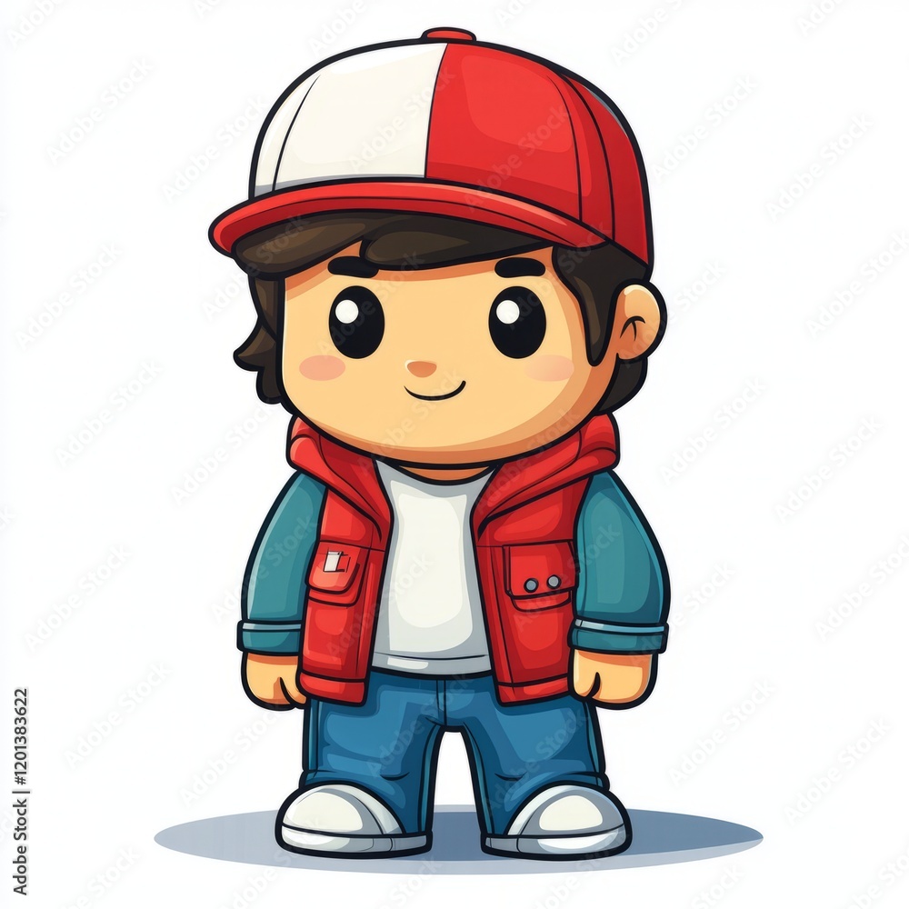 A Cartoon Boy Wearing A Red And White Cap A Cartoon Boy Wearing A Red And White Cap