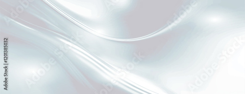 A smooth, flowing white background with a silky texture. The white background features soft, wavy patterns creating a serene effect. Gradient wave background vector. Pastel background.