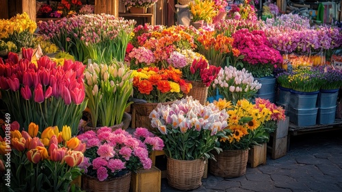Wallpaper Mural A Vibrant Flower Market in Spring Torontodigital.ca