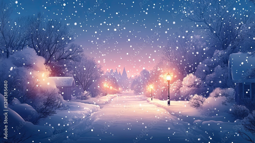 Cute snow fairy tale vector background Cute snow fairy tale vector background