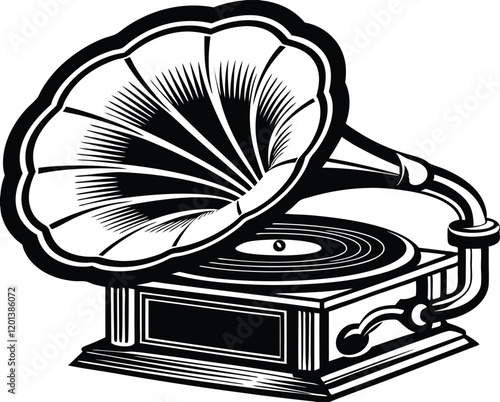 beautiful gramophone silhouette vector.