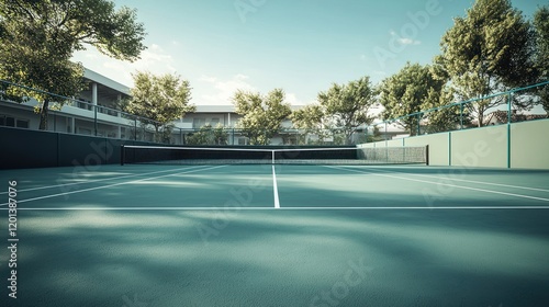Wallpaper Mural Serene Teal Tennis Court: A Daytime Vista Torontodigital.ca