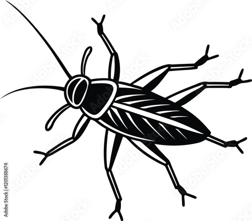Cricket silhouette vector illustration, Cricket line art vector design, Cricket insect vector icon