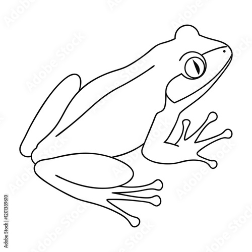 Simple Line  Art Drawing of a Frog