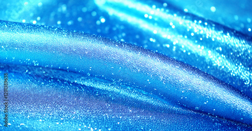 スカイブルーの平らな生地にキラキラのラメを施した背景
