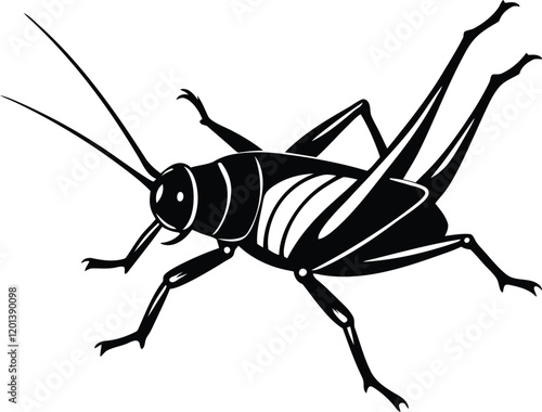 Cricket silhouette vector illustration, Cricket line art vector design, Cricket insect vector icon