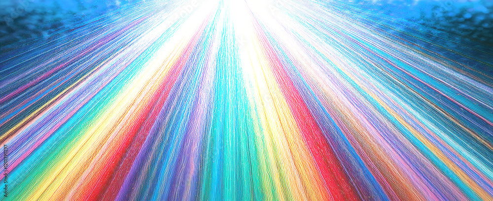 Fototapeta premium 虹色の光が走るカラフル背