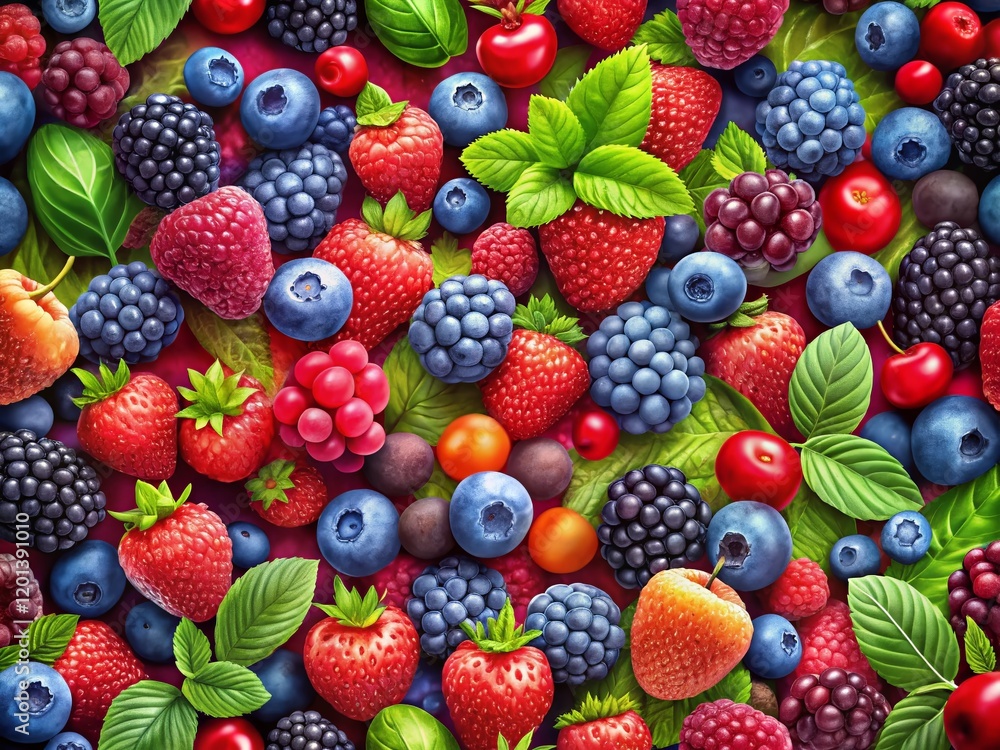 Fototapeta premium Panoramic Abstract Berry Repeat Pattern Background Texture