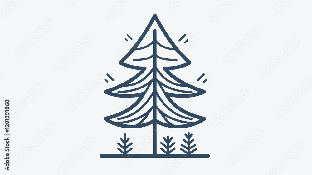 Minimalist Pine Tree Line Art Vector Illustration Minimalist Pine Tree Line Art Vector Illustration