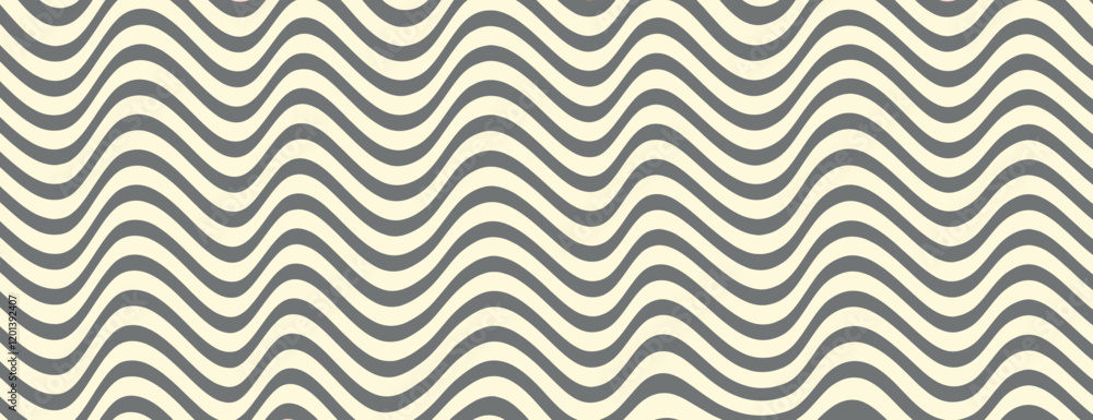 Retro wavy background with gray and cream colors. The background features a seamless pattern with gray and cream wavy lines. Psychedelic pattern background vector. Yellow background. Retro wavy background with gray and cream colors. The background features a seamless pattern with gray and cream wavy lines. Psychedelic pattern background vector. Yellow background.