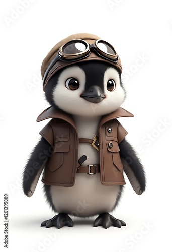 Adorable Penguin Adventurer in Vintage Gear photo