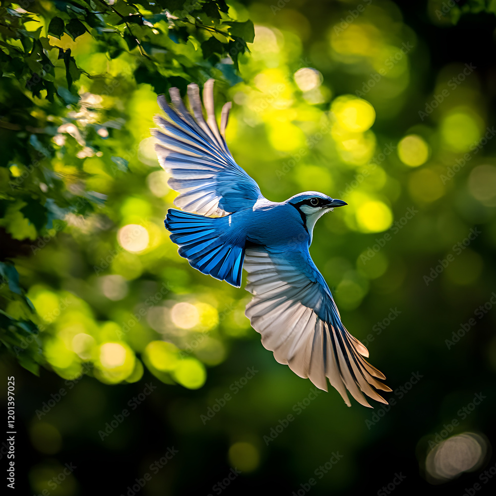 Graceful Jaybird in a Sunlit Forest: Capturing the Beauty and Agility Amidst Lush Greenery Graceful Jaybird in a Sunlit Forest: Capturing the Beauty and Agility Amidst Lush Greenery
