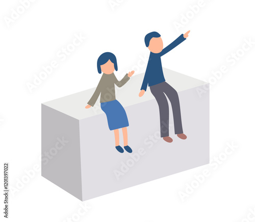 指を差す男女のイラスト