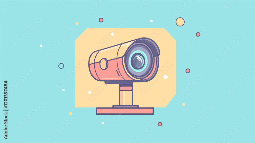 Obraz premium Security Camera Icon Vector Illustration for Surveillance Monitoring Systems