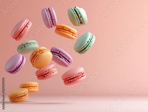 Wallpaper Mural Colorful macarons floating against a pastel background Torontodigital.ca