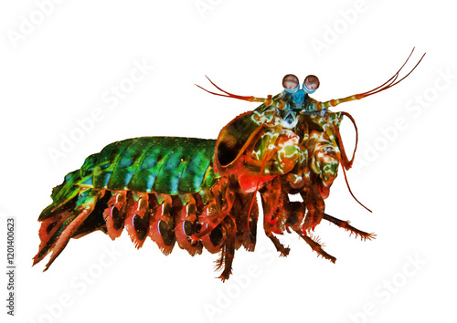 Peacock Mantis Shrimp – Isolated PNG with Transparent Background