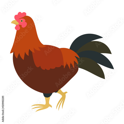 茶色の雄鶏。フラットなベクターイラスト。
Brown rooster. Flat vector illustration.