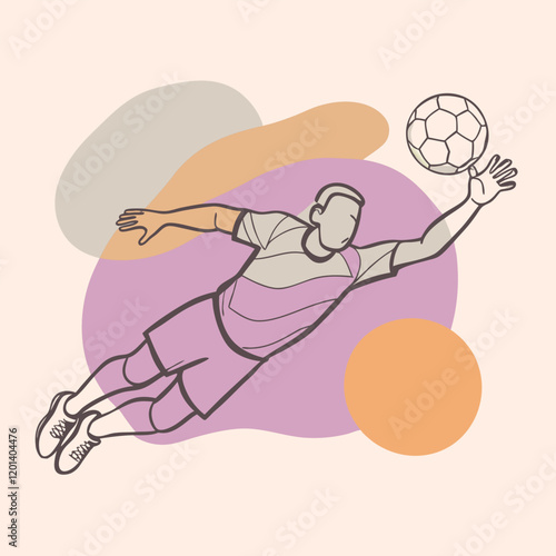 vector silhouette of a soccer goalkeeper making a dramatic save.  