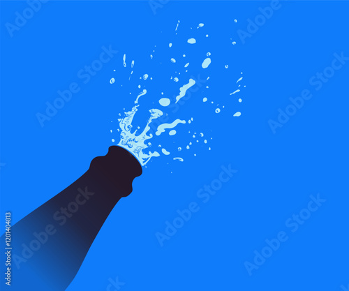 Champagne Bottle Explosion with Splashes. Hen party