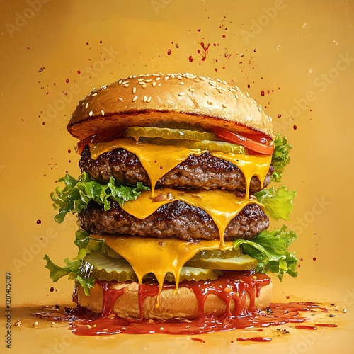 Ultimate Double Cheeseburger with Juicy Patties and Dripping Cheese - Perfect for Burger Lovers