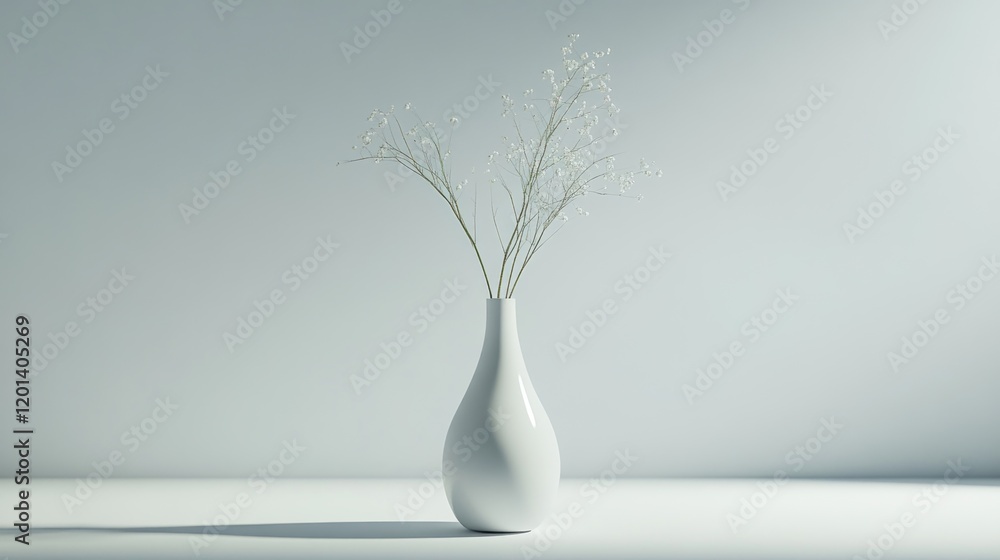 Minimalist white vase with dried flowers on light background. Minimalist white vase with dried flowers on light background.