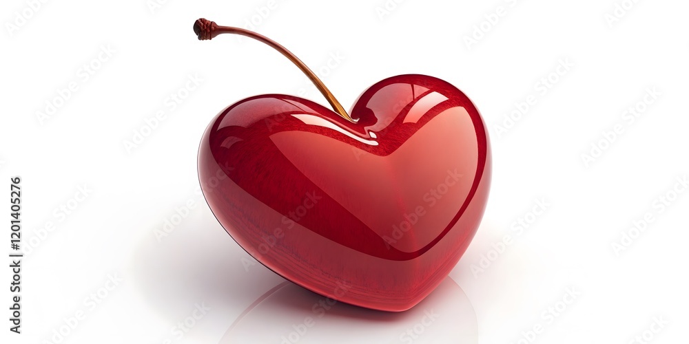 Glossy Red Heart Sculpture on Marble with Blue Shadow, Minimalist V6 Glossy Red Heart Sculpture on Marble with Blue Shadow, Minimalist V6