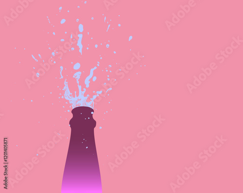 Champagne Bottle Explosion with Splashes. Hen party