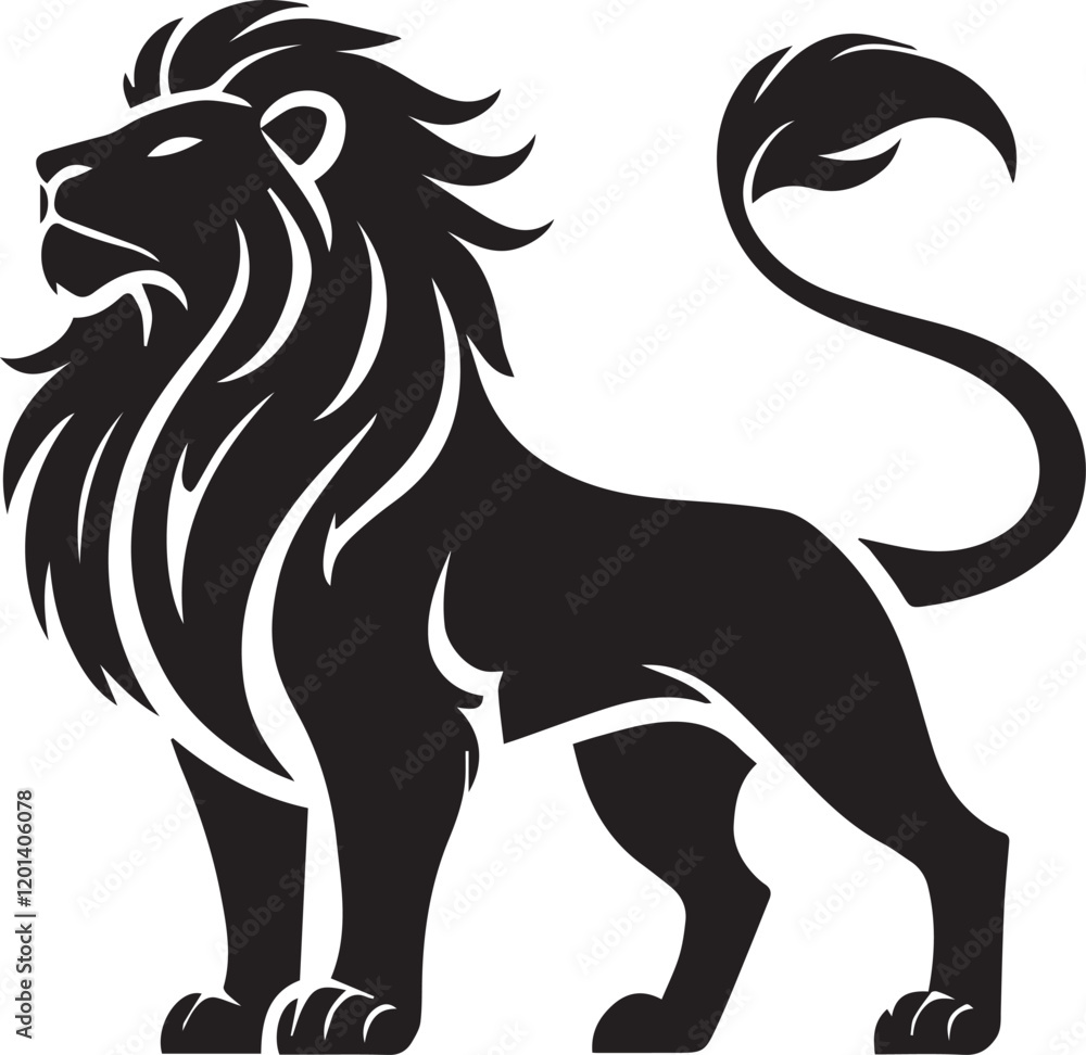 Obraz premium Lion vector illustration in black and white