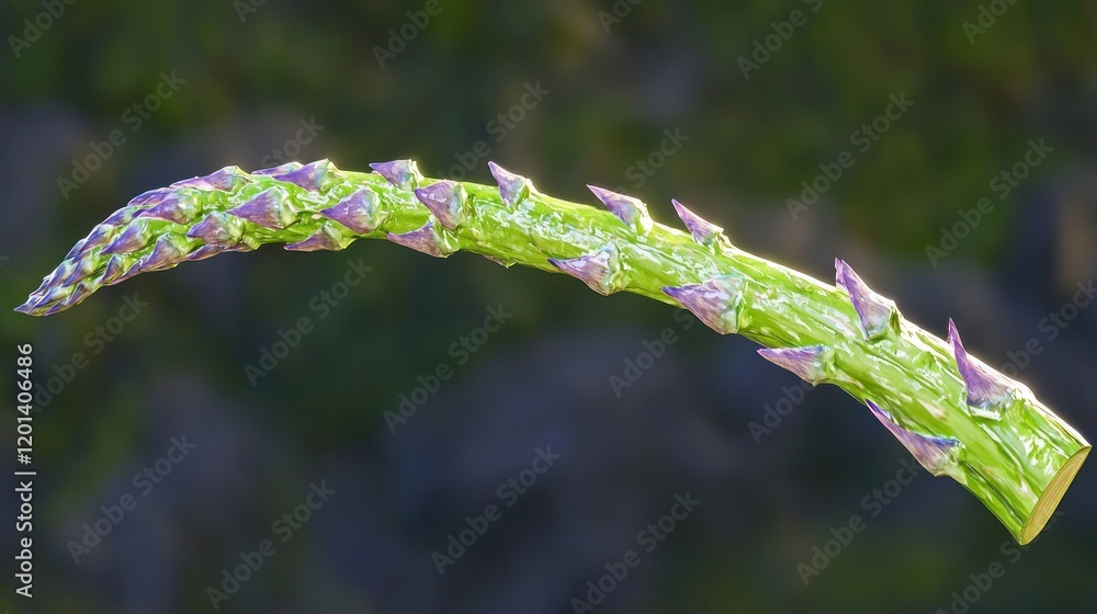 Fresh purple asparagus spear, close-up, studio shot, blurred background, food photography Fresh purple asparagus spear, close-up, studio shot, blurred background, food photography