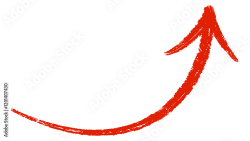 赤色のクレヨン風手書き矢印イラスト