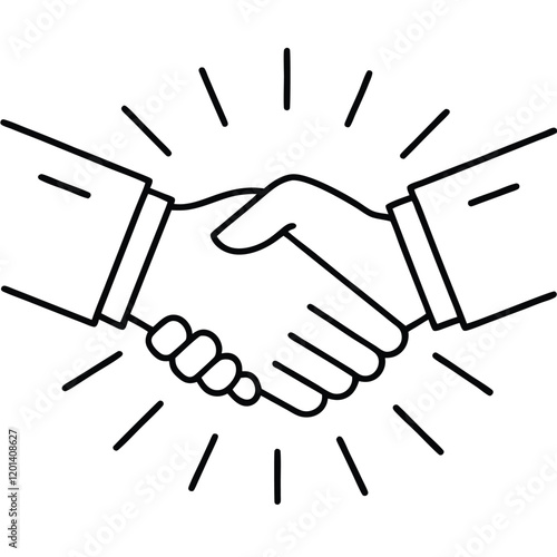 Dynamic Business Handshake
Depict two hands clasping in a firm handshake, with diagonal lines or motion marks around the hands to create a sense of energy and action