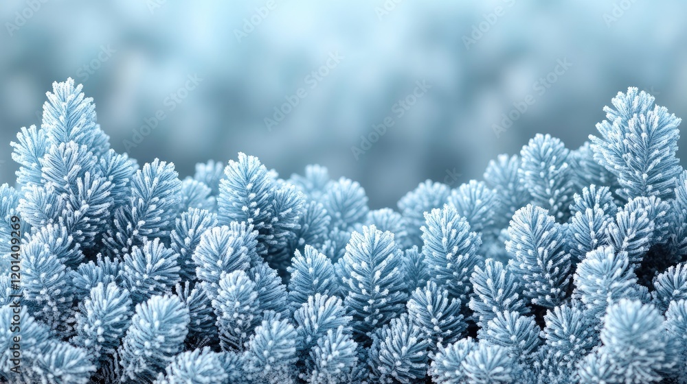 Frosty blue pine trees create a serene winter landscape, evoking tranquility and nature's beauty Frosty blue pine trees create a serene winter landscape, evoking tranquility and nature's beauty