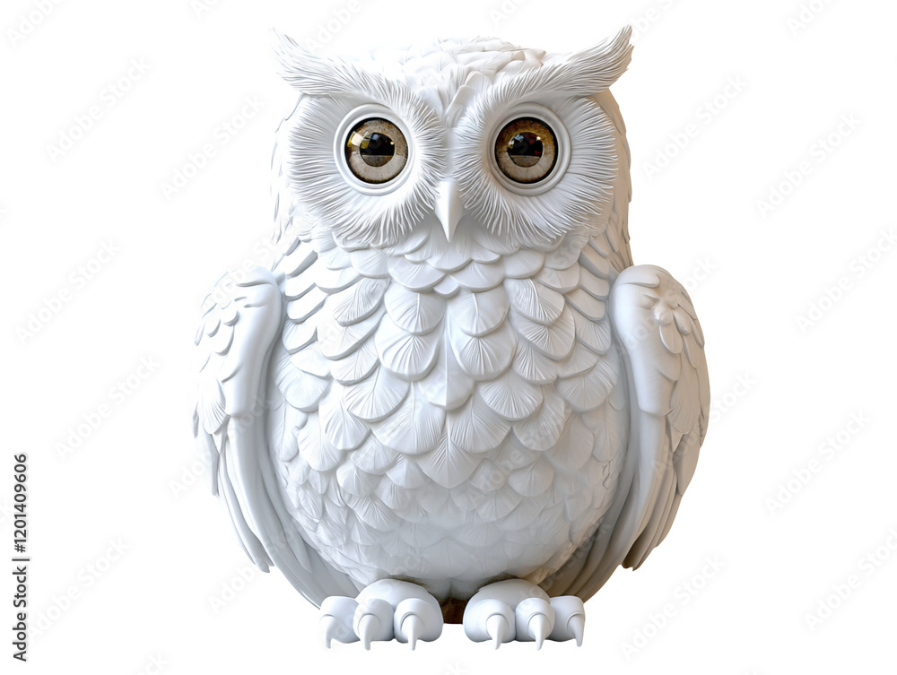 Obraz premium 3D Scandinavian Owl with Feathers in Detailed Style Setting